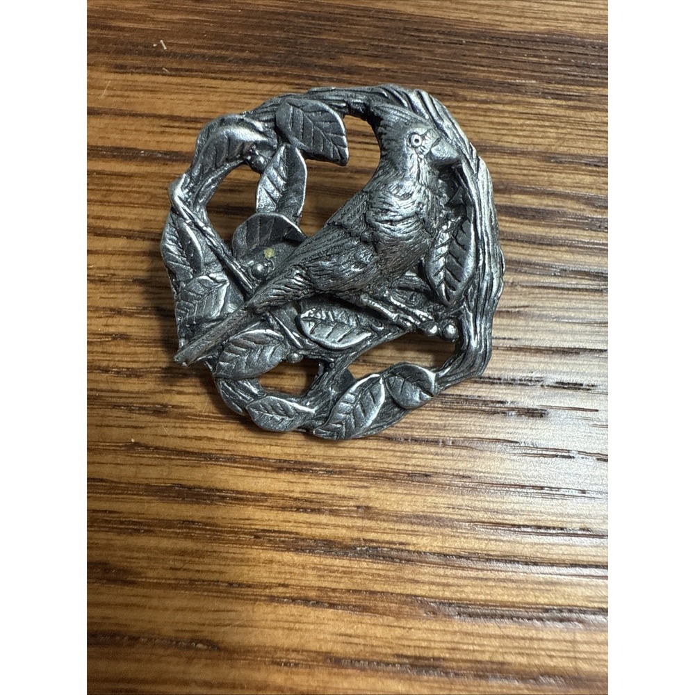 Beautiful Silvertone Limited Edition 1999 Birds & Blooms Cardinal Pin